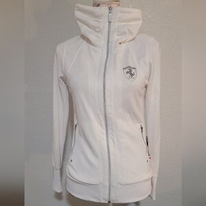 Scuderia Ferrari Women's White Zip-Up Jacket with Shield Logo